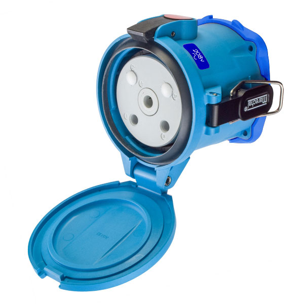 63-94162 - DSN150 RECEPTACLE POLY BLUE SIZE 5 TYPE 4X IP 69 2P+G 150A 208 VAC 60 Hz NO AUX